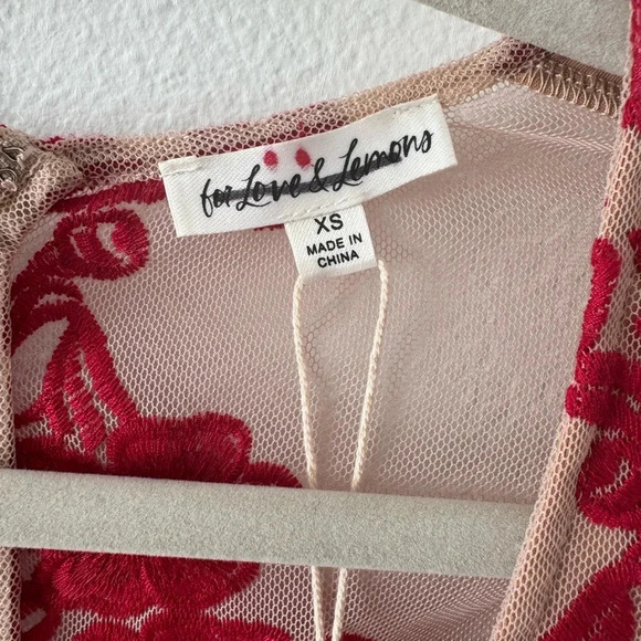 For Love & Lemons Temecula Embroidered Mesh V Neck Mini Dress $248 XS - Picture 7 of 12